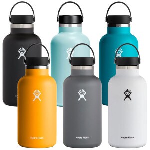 Hydro Flask 64oz wide mouth bottles in assorted colors